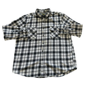 Anchorage Black and White Flannel Button Down Rugged Outdoor Gorpcore Size XXL